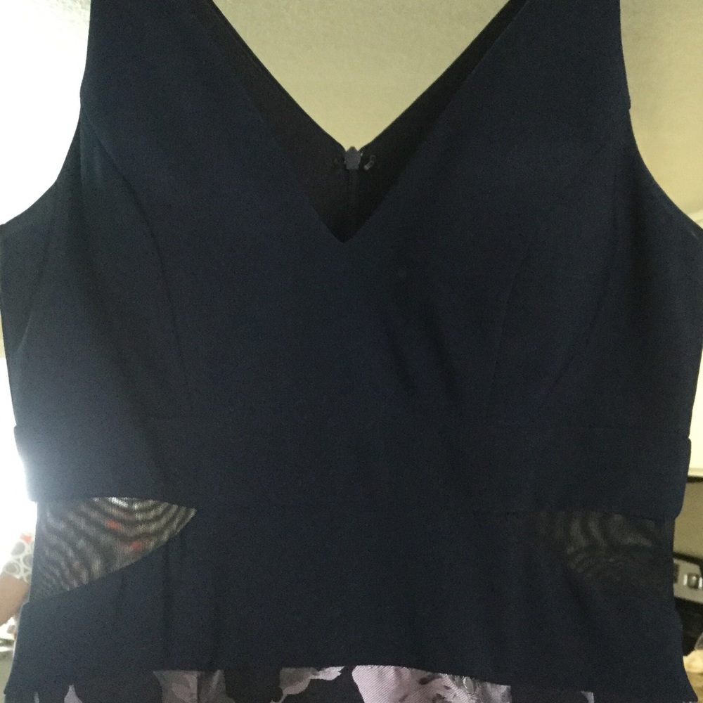 Xscape Navy and Light Lavender Floor Length Gown